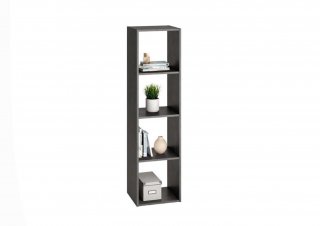 Bibliothèque design MONTPELLIER coloris gris anthracite matera 3 plateaux fixes 4 casiers